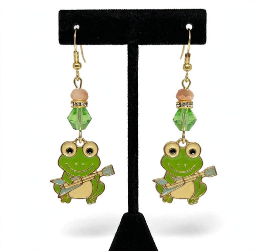Rockin' Guitar Frog Earrings - Cheerful Dangle Jewelry