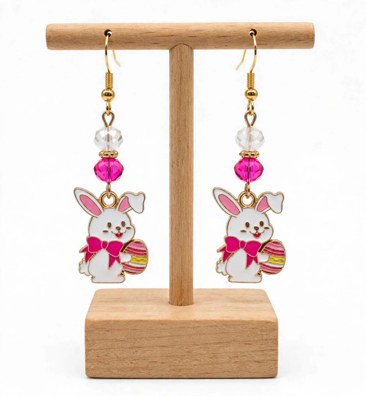 Mischievous Bunny Easter Egg Enamel Earrings - Cute Dangle Jewelry