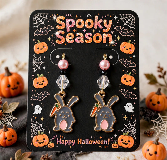 Happy Vibes Carrot Holding Bunnies Enamel - Festive Dangle Jewelry