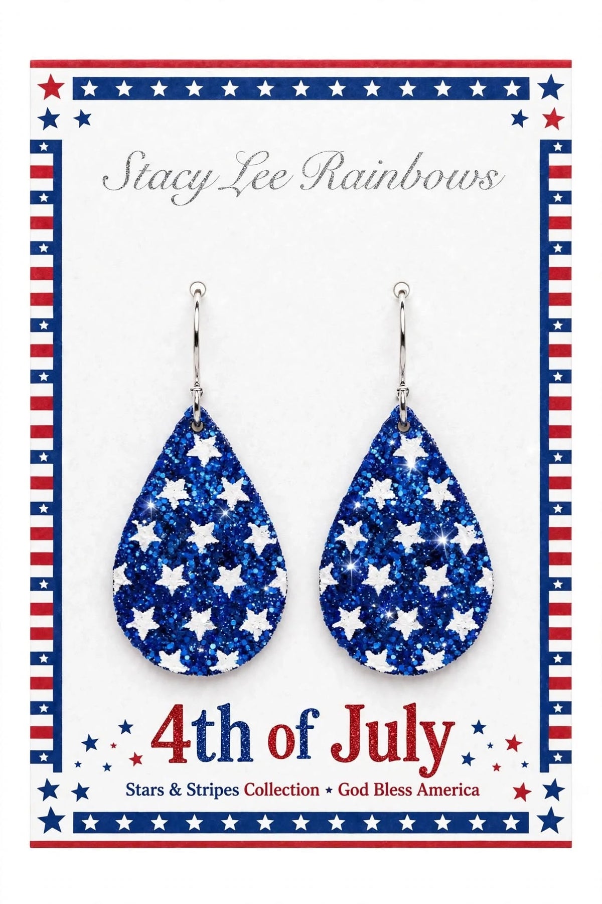 Independence Day Faux Leather Almond Shaped Teardrop Shaped Dangle Drop Earrings