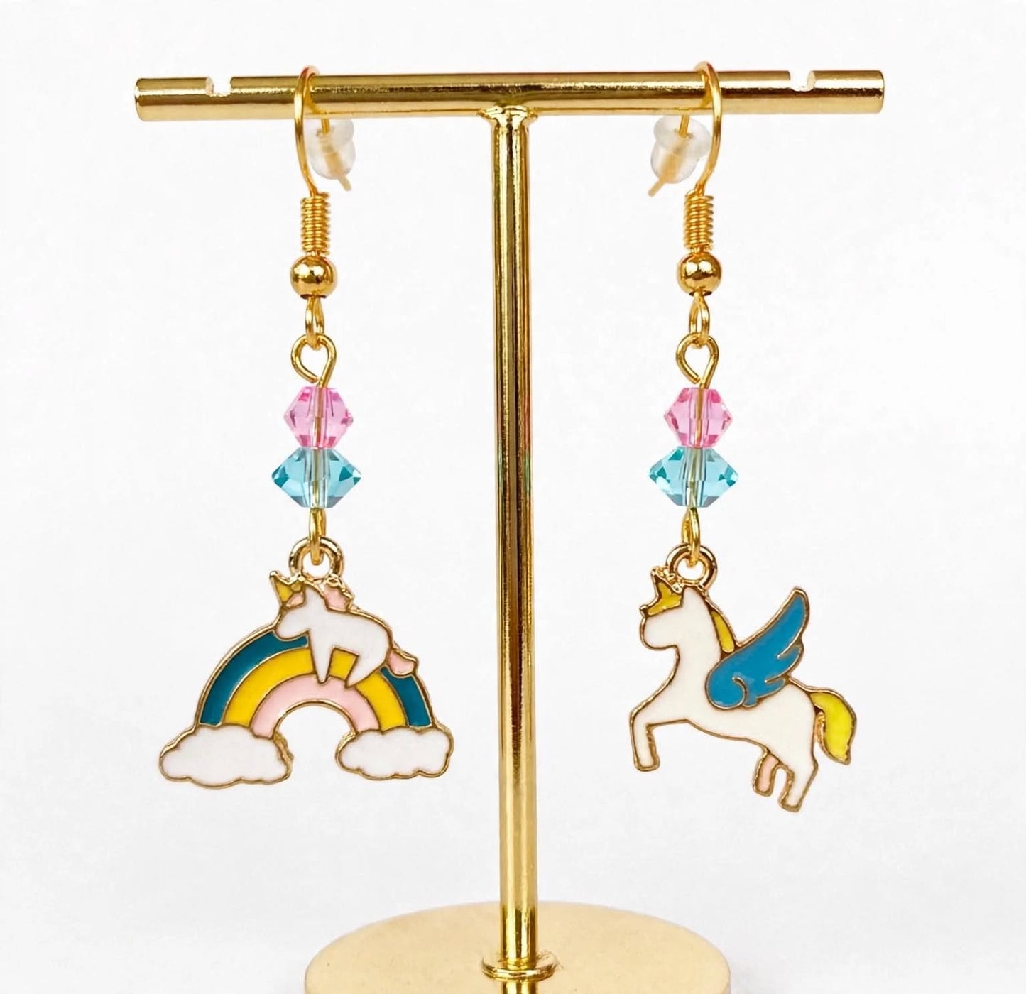Unicorn & Pegasus Enamel Earrings - Adorable Fancy Dangle Jewelry