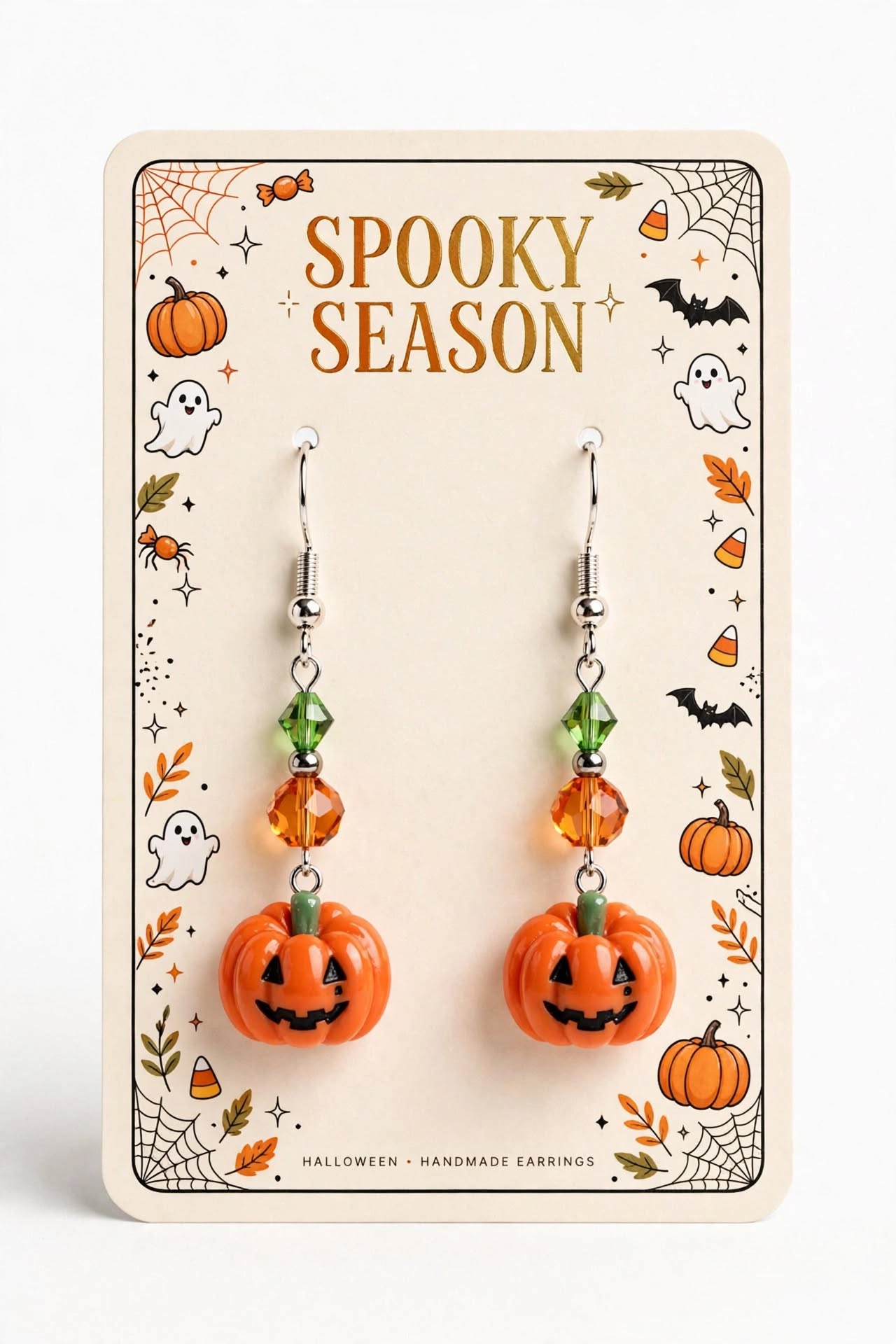 Jack-O-Lantern Halloween Clay & Resin Earrings - Festive Cute Dangle Jewelry