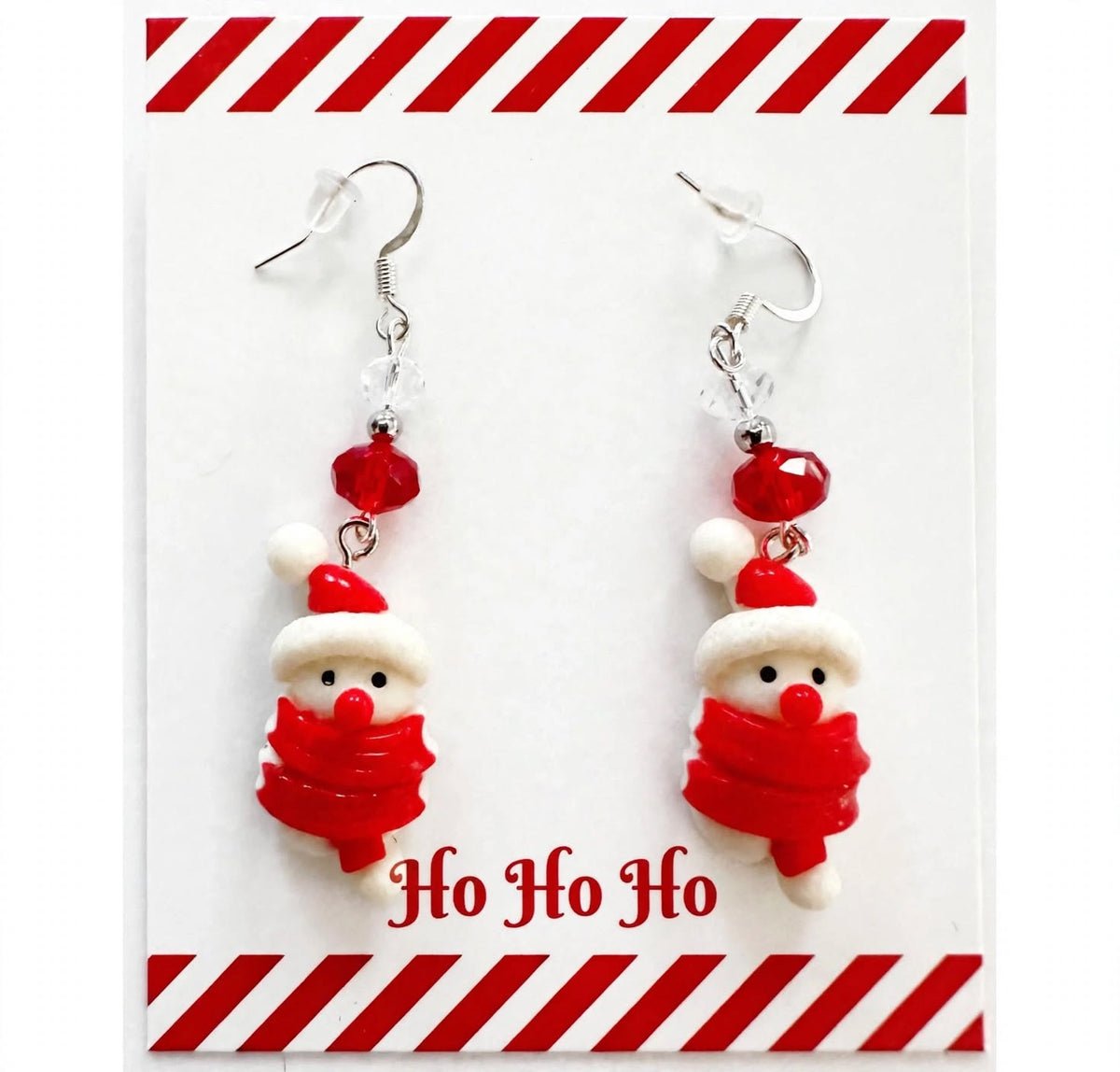 Handmade Clay Resin Dangle Snowman Earrings - Festive Holiday Jewelry with Hats and Scarves
