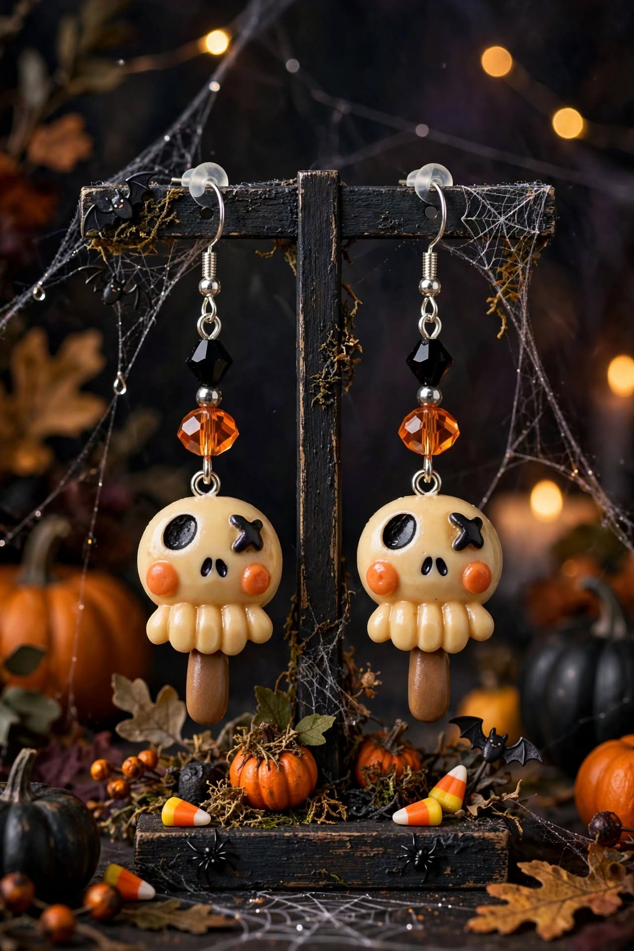 Cute Halloween Scarecrow Clay & Resin Earrings - Spooky Festive Dangle Jewelry