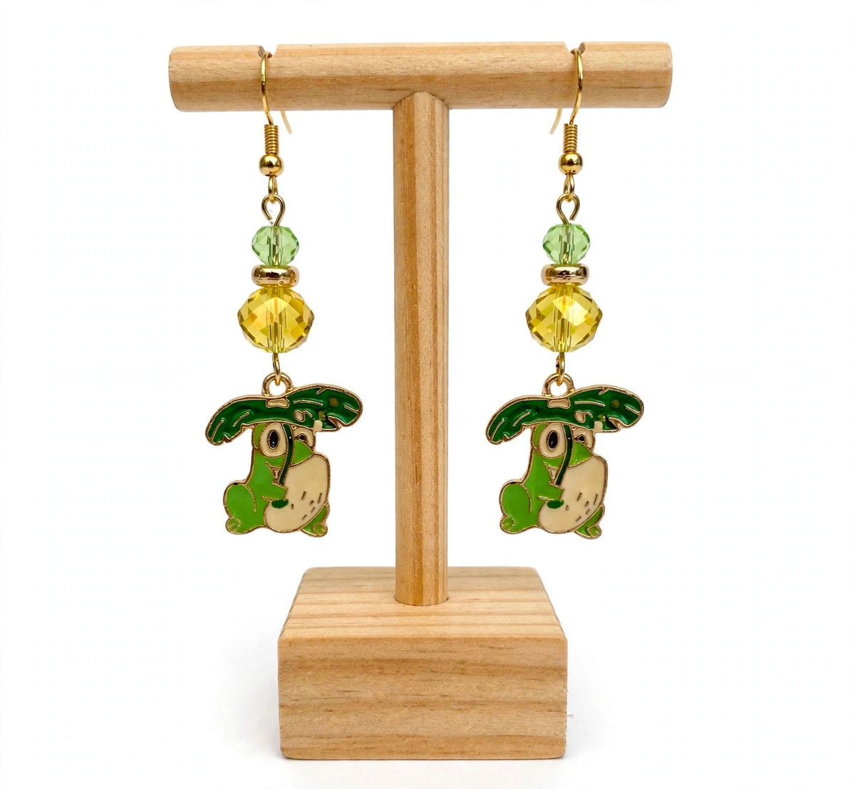 Lily Pad Frog Enamel Earrings - Cute Quirky Dangle Jewelry