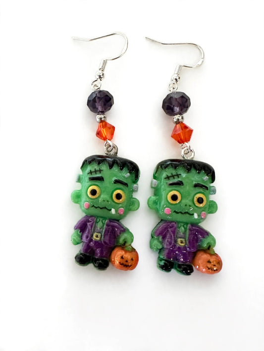 Frankenstein Trick-or-Treat Clay & Resin Earrings - Cute Halloween Jewelry