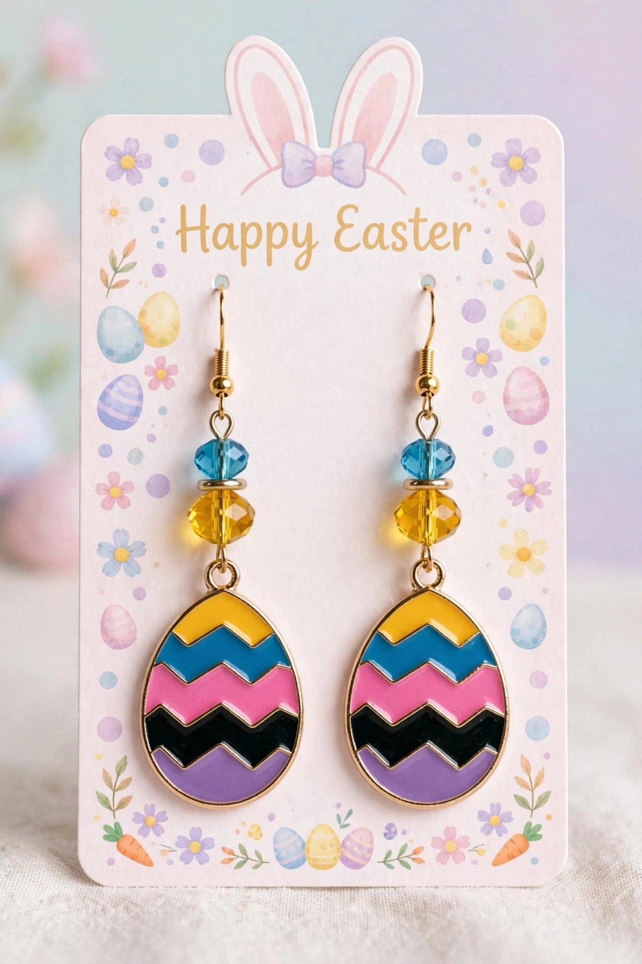 Cute Colorful Easter Egg - Zigzag Design Enamel Charm Jewelry