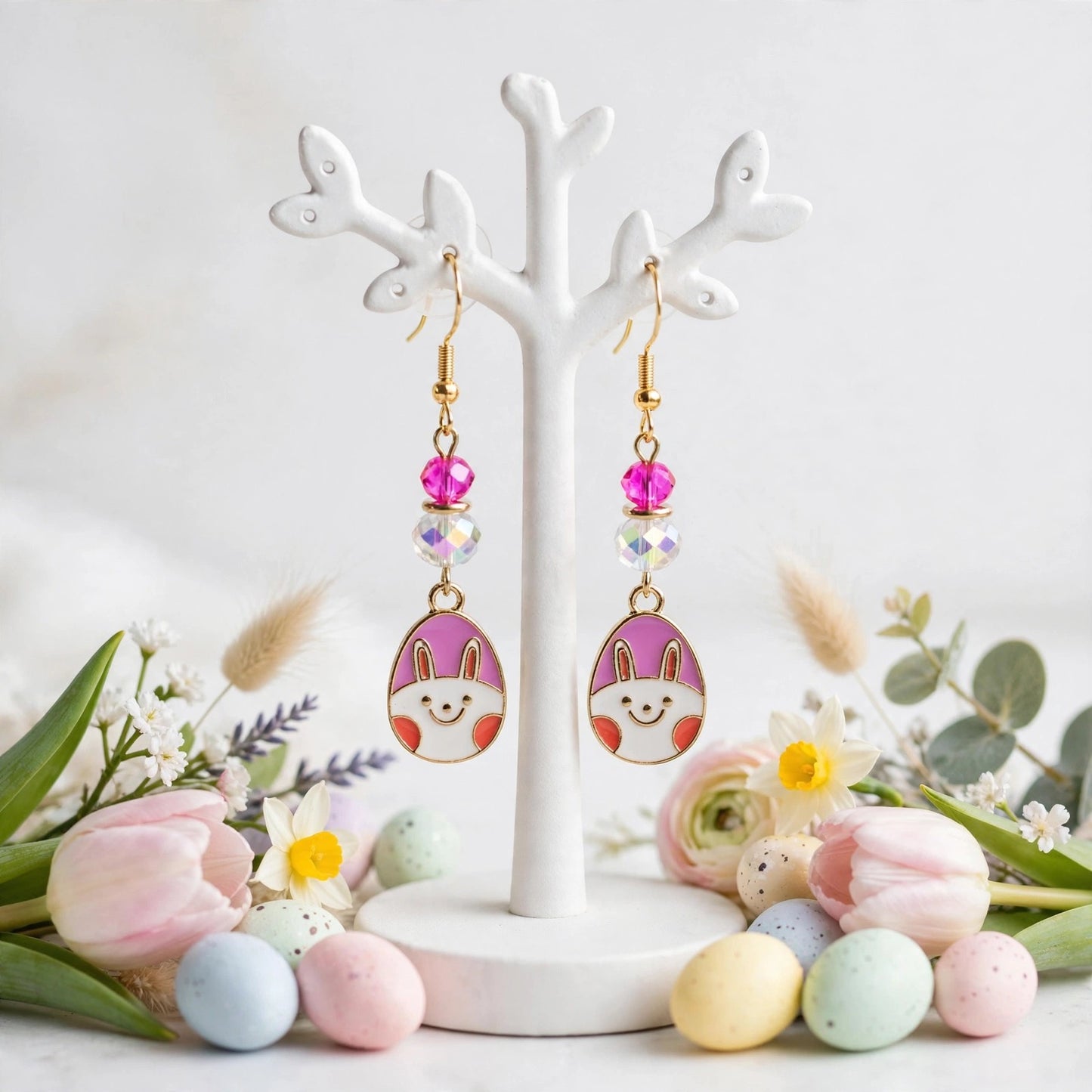 Cute Colorful Easter Egg - Bunny Design Enamel Charm Jewelry