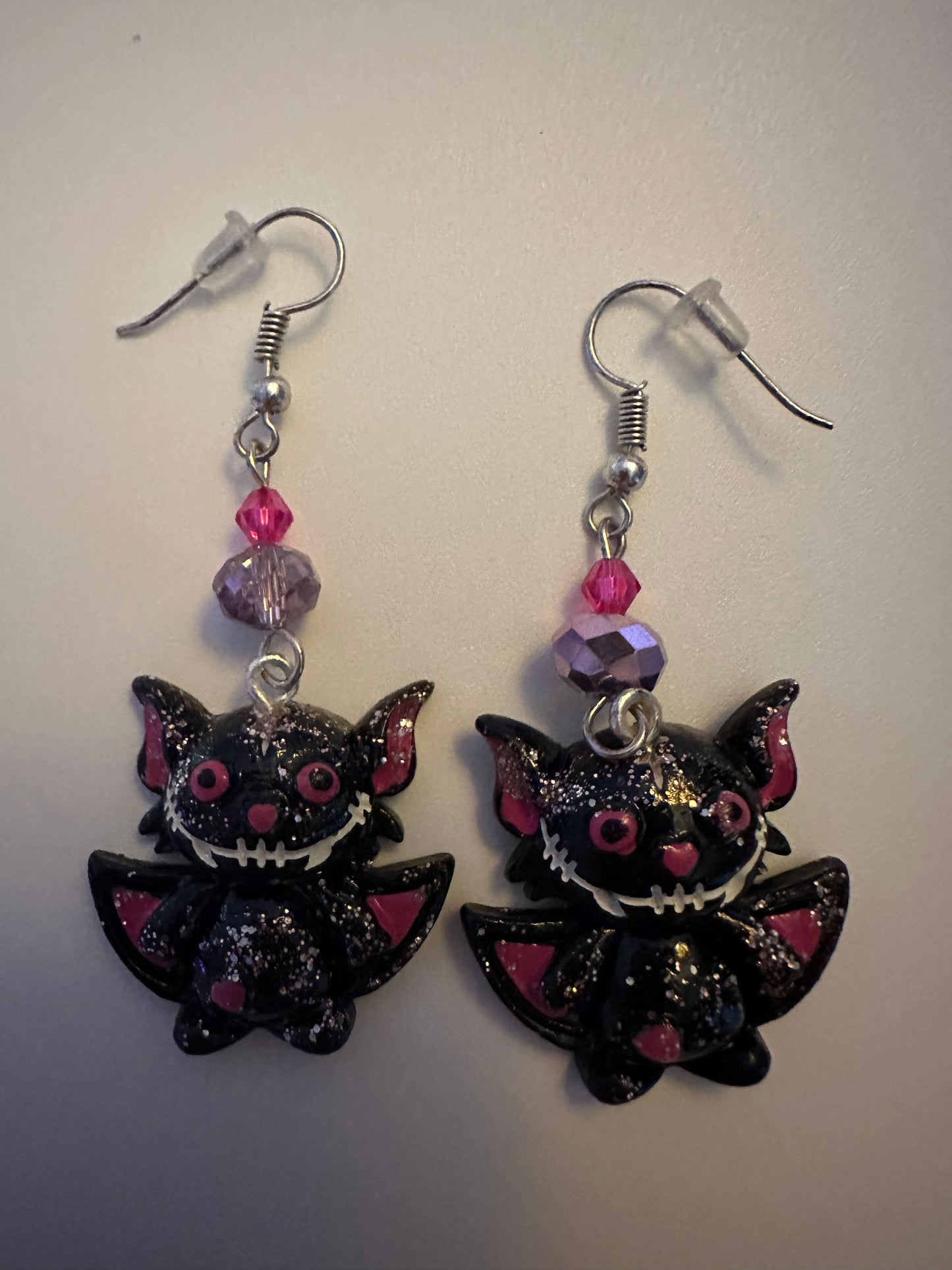 Cute Halloween Bat Clay Resin Earrings - Festive Dangle Jewelry
