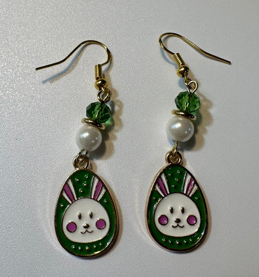 Easter Bunny Egg Design Enamel Earrings - Cute Dangle Jewelry