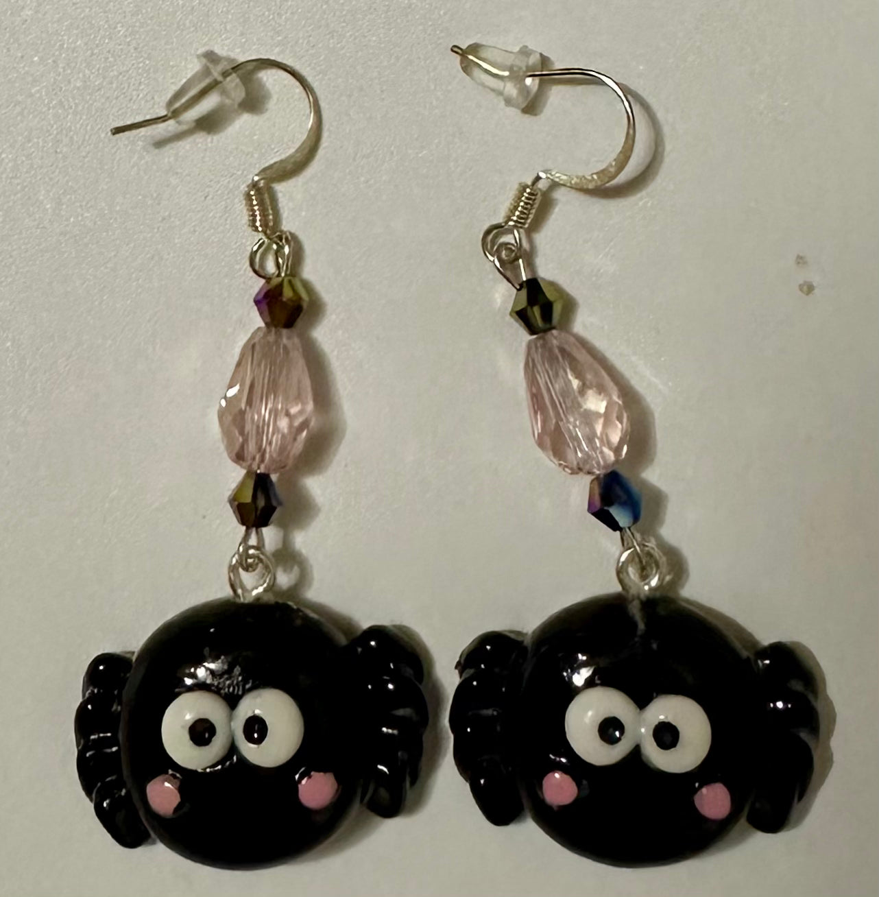 Cute Halloween Spider Clay & Resin Earrings - Spooky Kawaii Dangle Jewelry