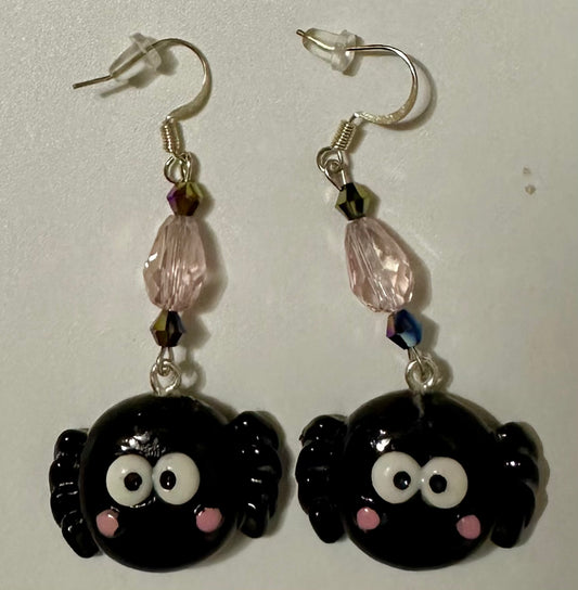 Cute Halloween Spider Clay & Resin Earrings - Spooky Kawaii Dangle Jewelry