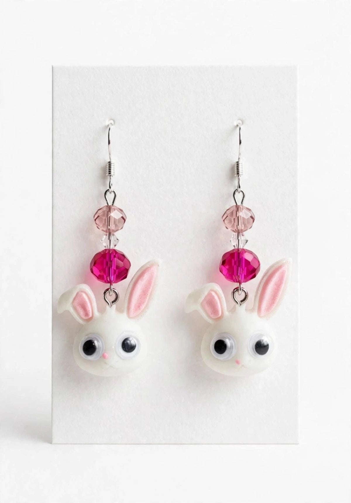 Cute Pink Easter Bunny - Pink Design Clay Resin Dangle Jewelry