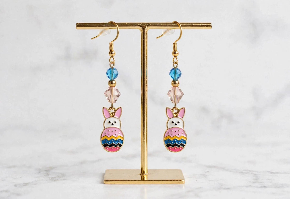 Bunny Pastel Egg Enamel Earrings - Cute Easter Jewelry