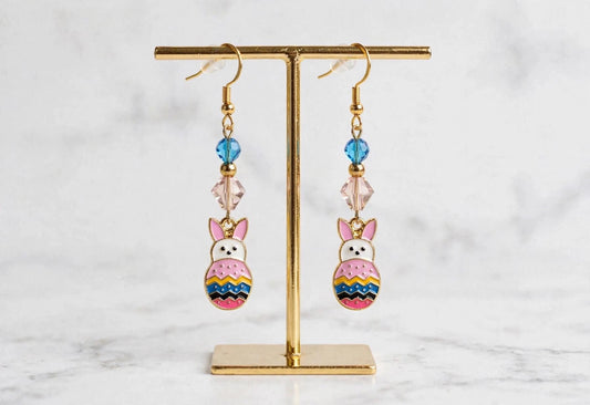 Bunny Pastel Egg Enamel Earrings - Cute Easter Jewelry
