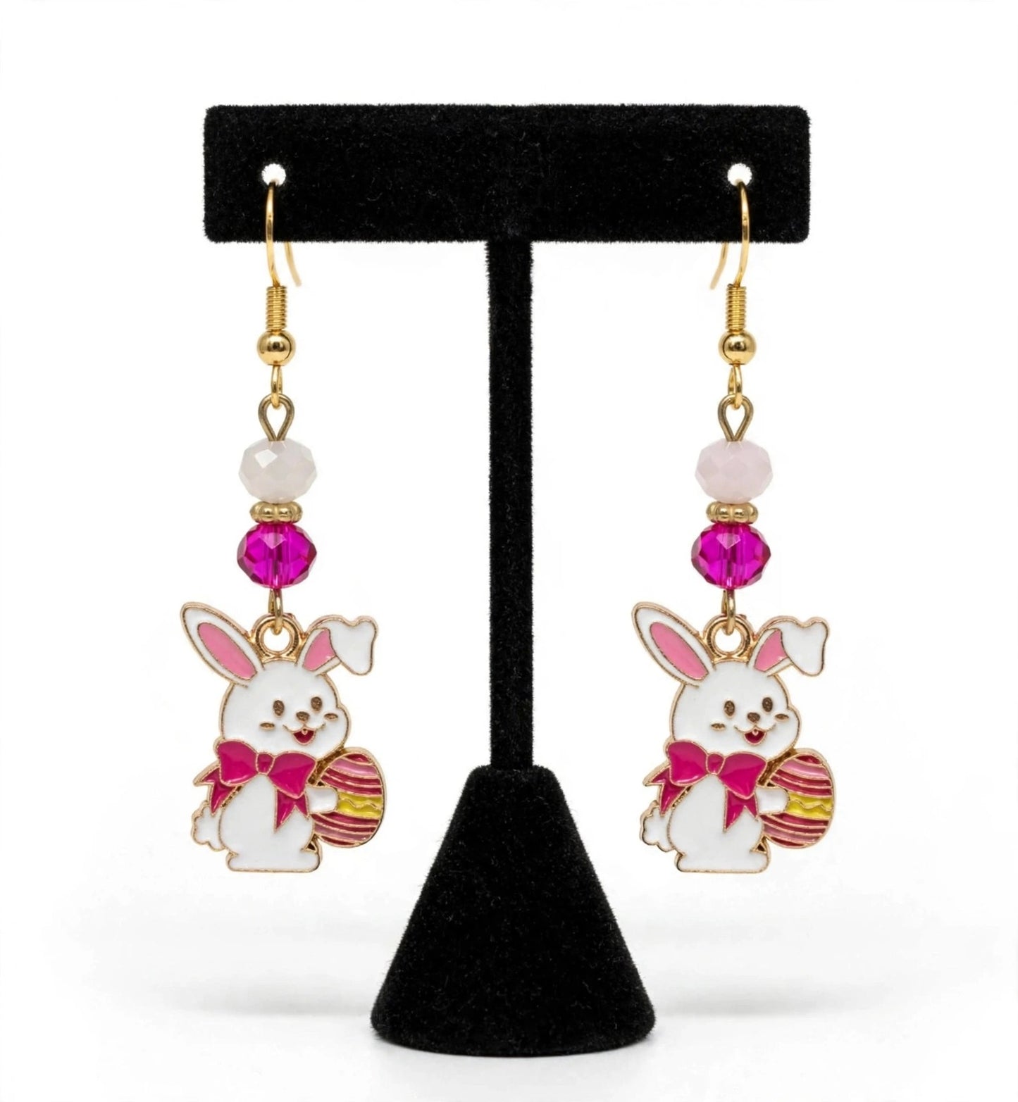 Mischievous Bunny Easter Egg Enamel Earrings - Cute Dangle Jewelry