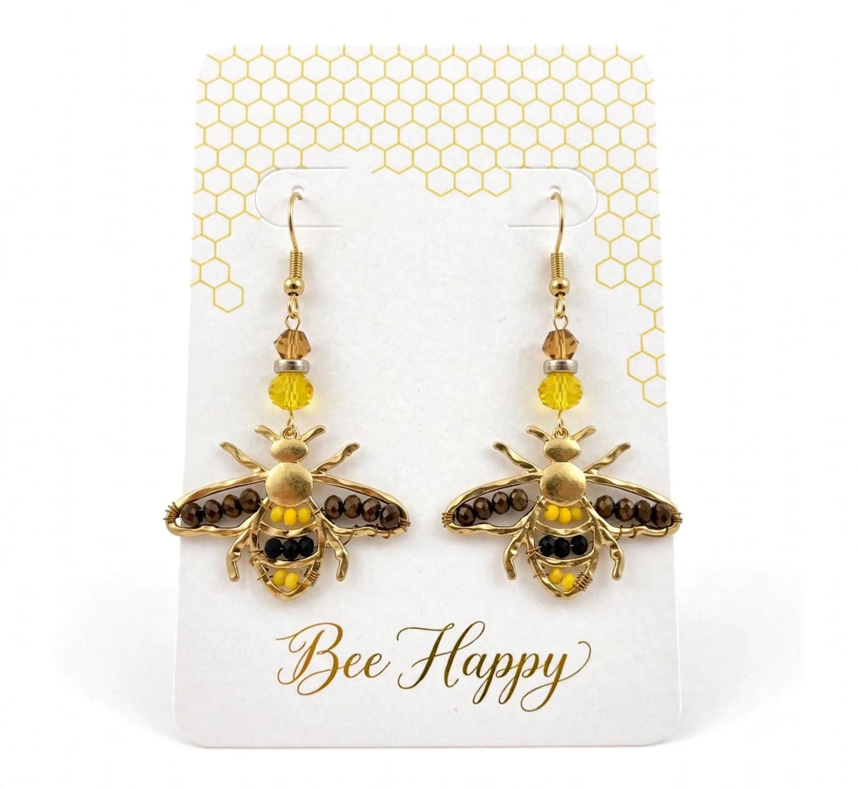 Bee Metal Earrings - Nature-Themed Dangle Jewelry