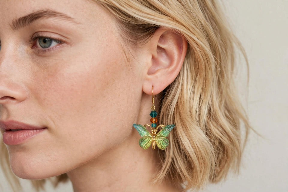 Dangle Resin Butterfly Earrings