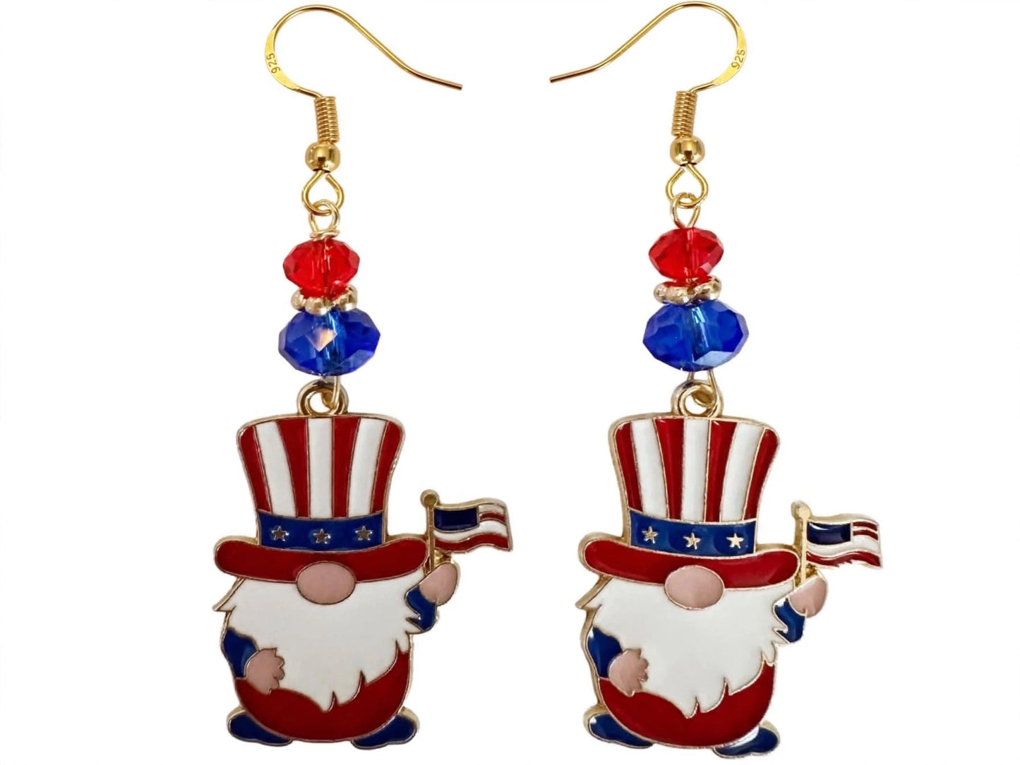 Uncle Sam Gnome Enamel Earrings - Adorable Dangle Jewelry
