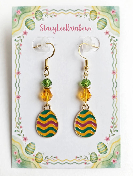 Cute Colorful Easter Egg - Wavy Design Enamel Charm Jewelry