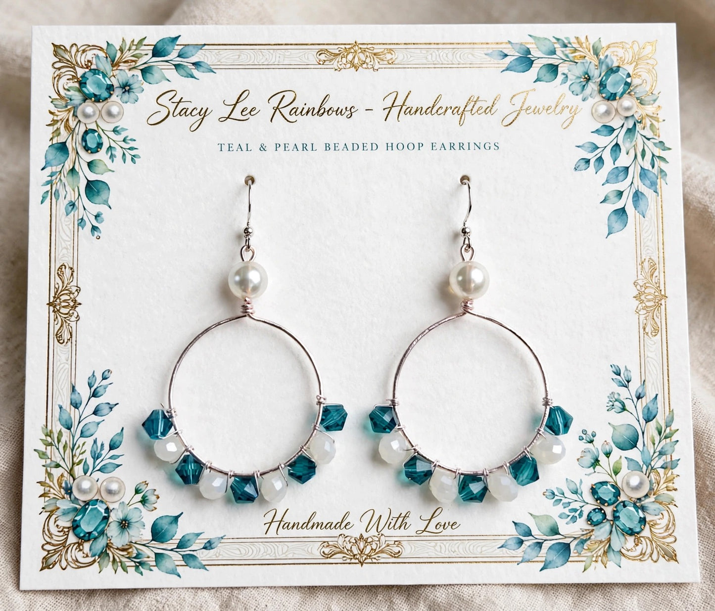 Elegant Crystal Beads Wire Metal Earrings - Intricate Hoop Jewelry