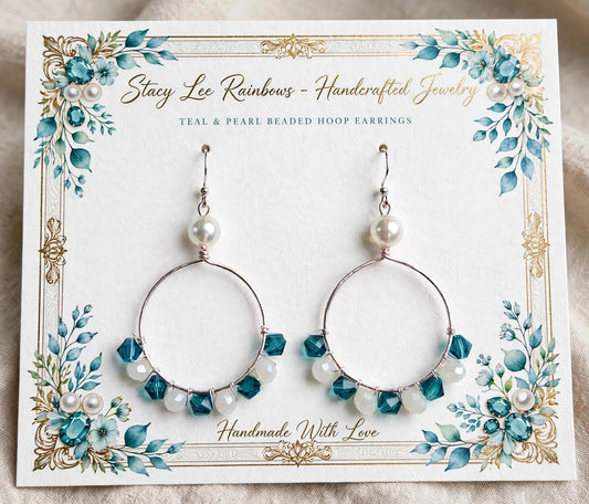 Elegant Crystal Beads Wire Metal Earrings - Intricate Hoop Jewelry