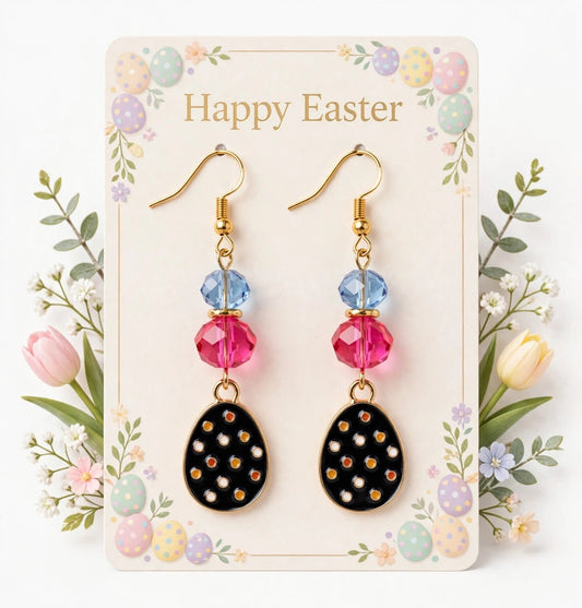 Cute Colorful Easter Egg - Dot Design Enamel Charm Dangle Jewelry