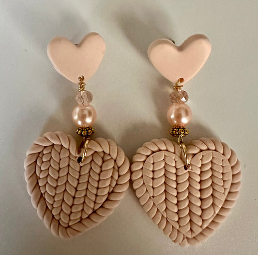 Braided Heart Design Clay & Resin Earrings - Lovely Dangle Jewelry