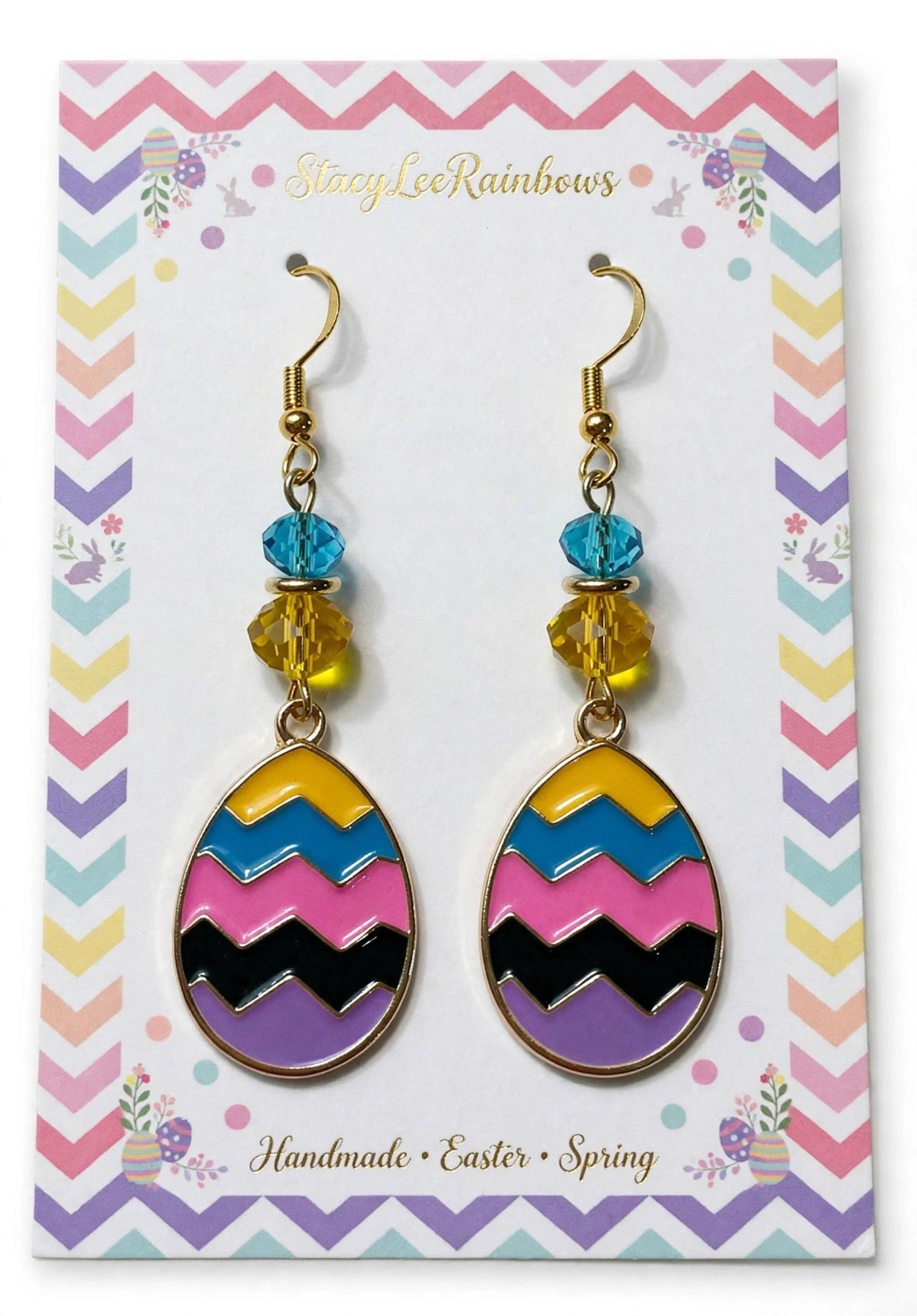 Cute Colorful Easter Egg - Zigzag Design Enamel Charm Jewelry