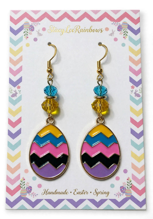 Cute Colorful Easter Egg - Zigzag Design Enamel Charm Jewelry