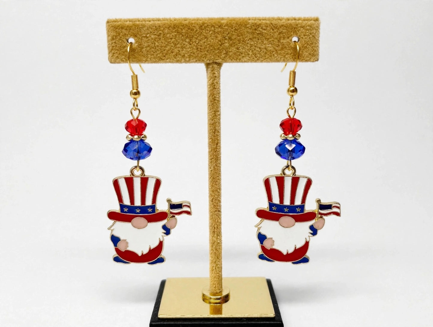 Uncle Sam Gnome Enamel Earrings - Adorable Dangle Jewelry