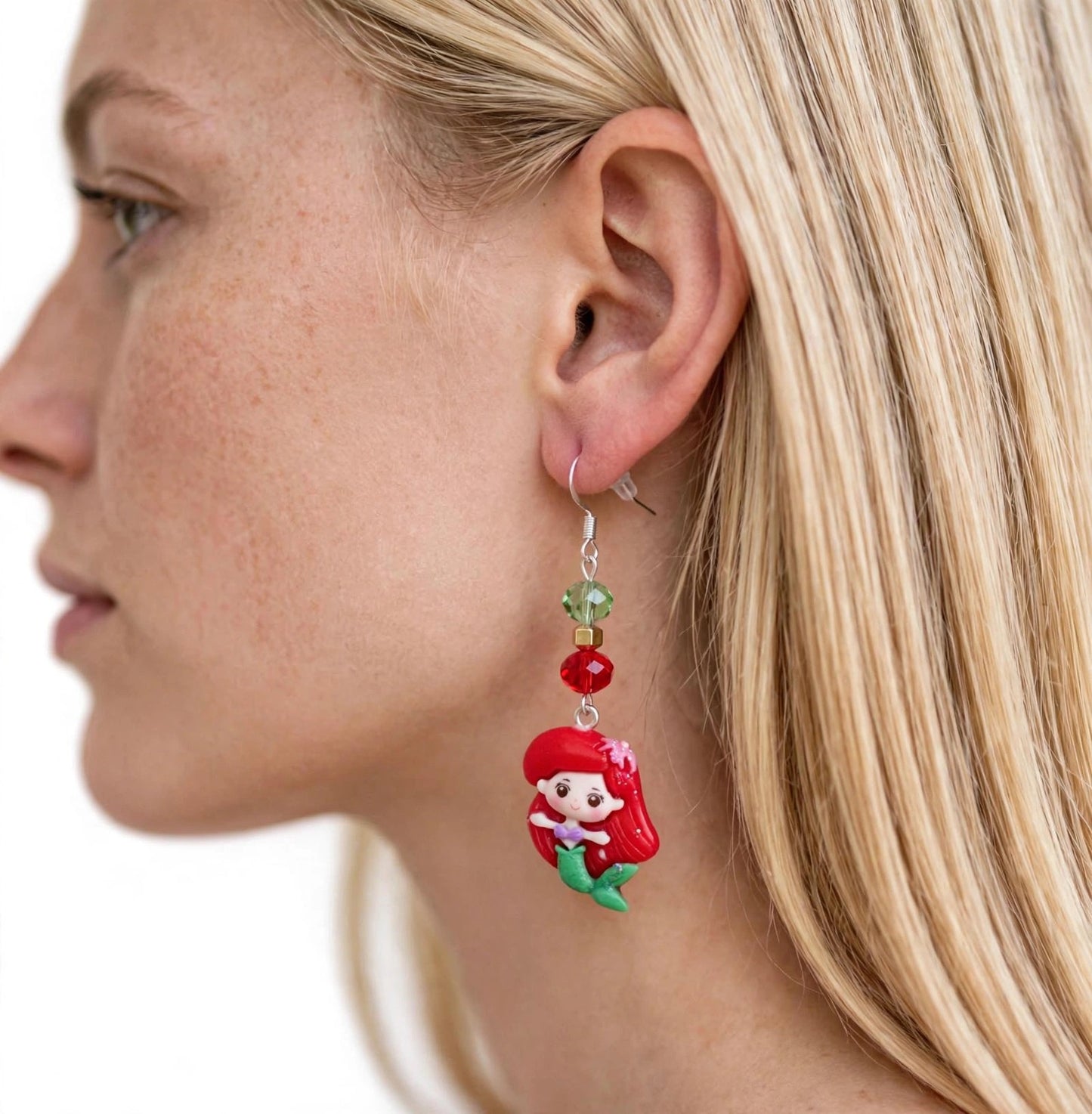 Adorable Mermaid Clay & Resin Earrings - Ocean Inspired Dangle Jewelry