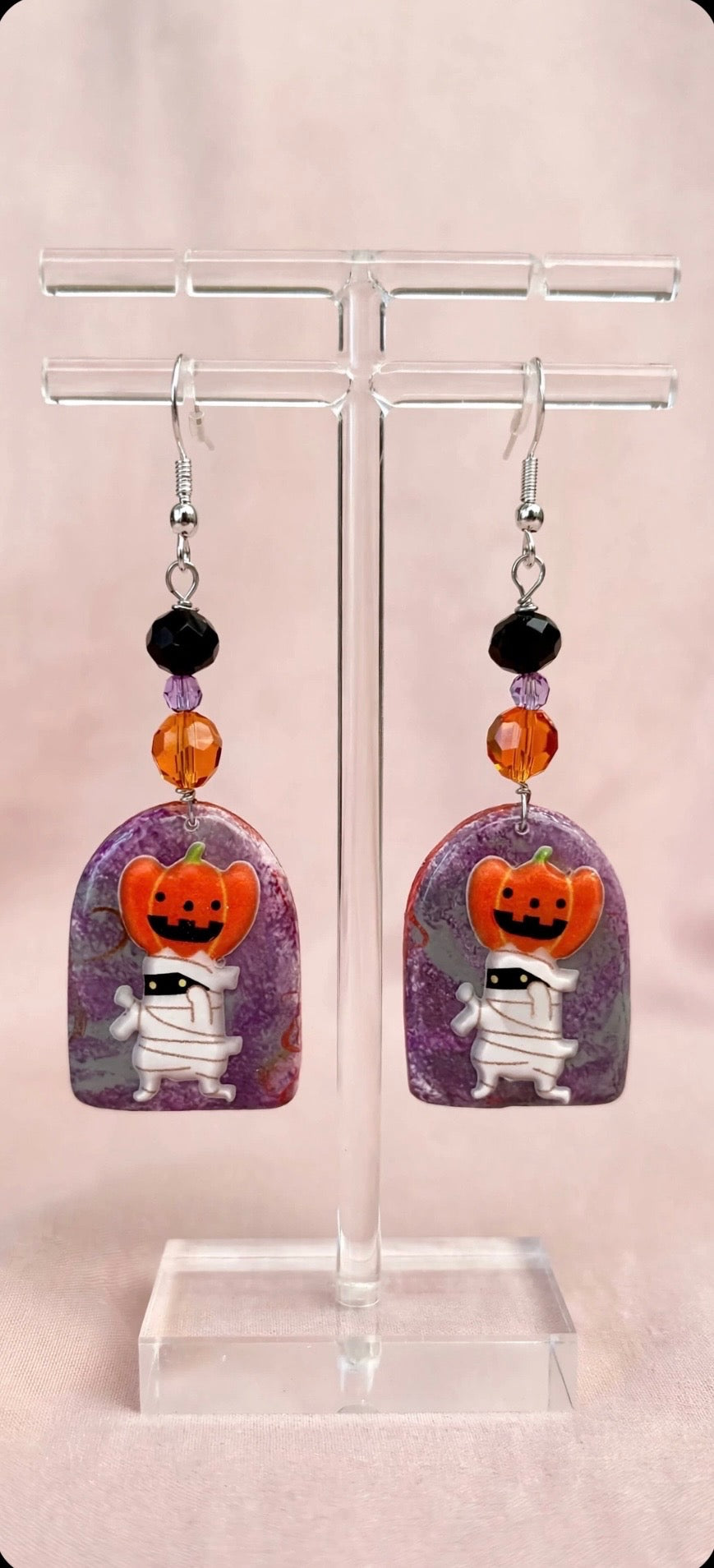 Dangle Clay Resin Spooky Halloween Cat Mummy