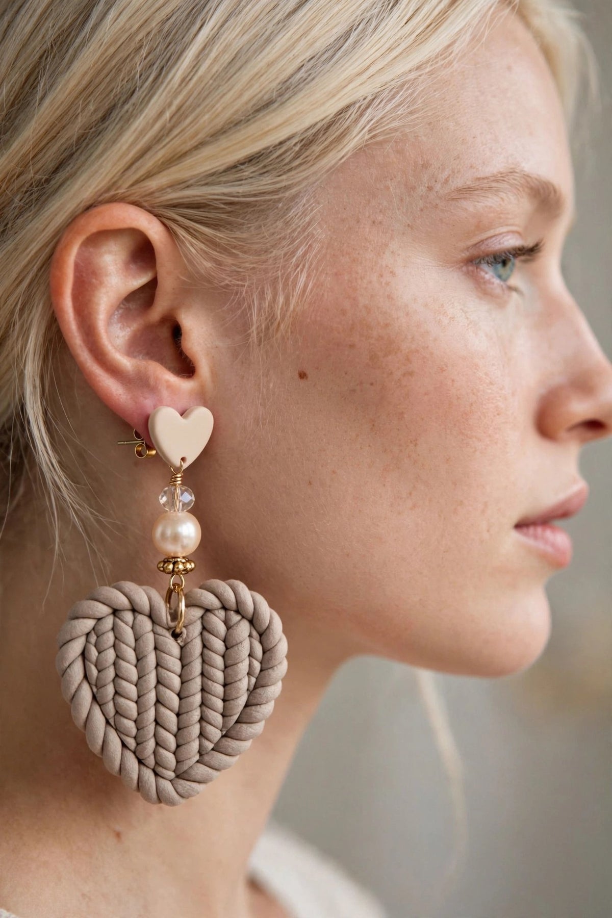 Braided Heart Design Clay & Resin Earrings - Lovely Dangle Jewelry