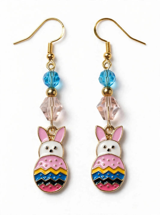Bunny Pastel Egg Enamel Earrings - Cute Easter Jewelry