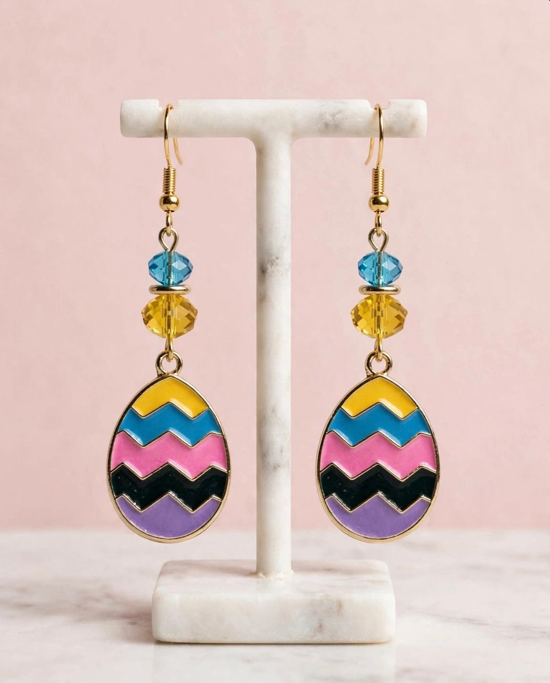 Cute Colorful Easter Egg - Zigzag Design Enamel Charm Jewelry