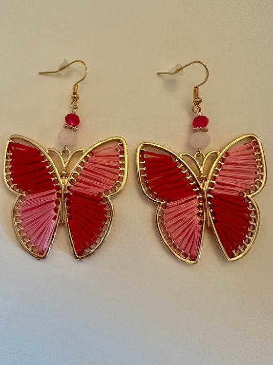 Yarn Butterfly Metal Earrings - Nature Dangle Jewelry