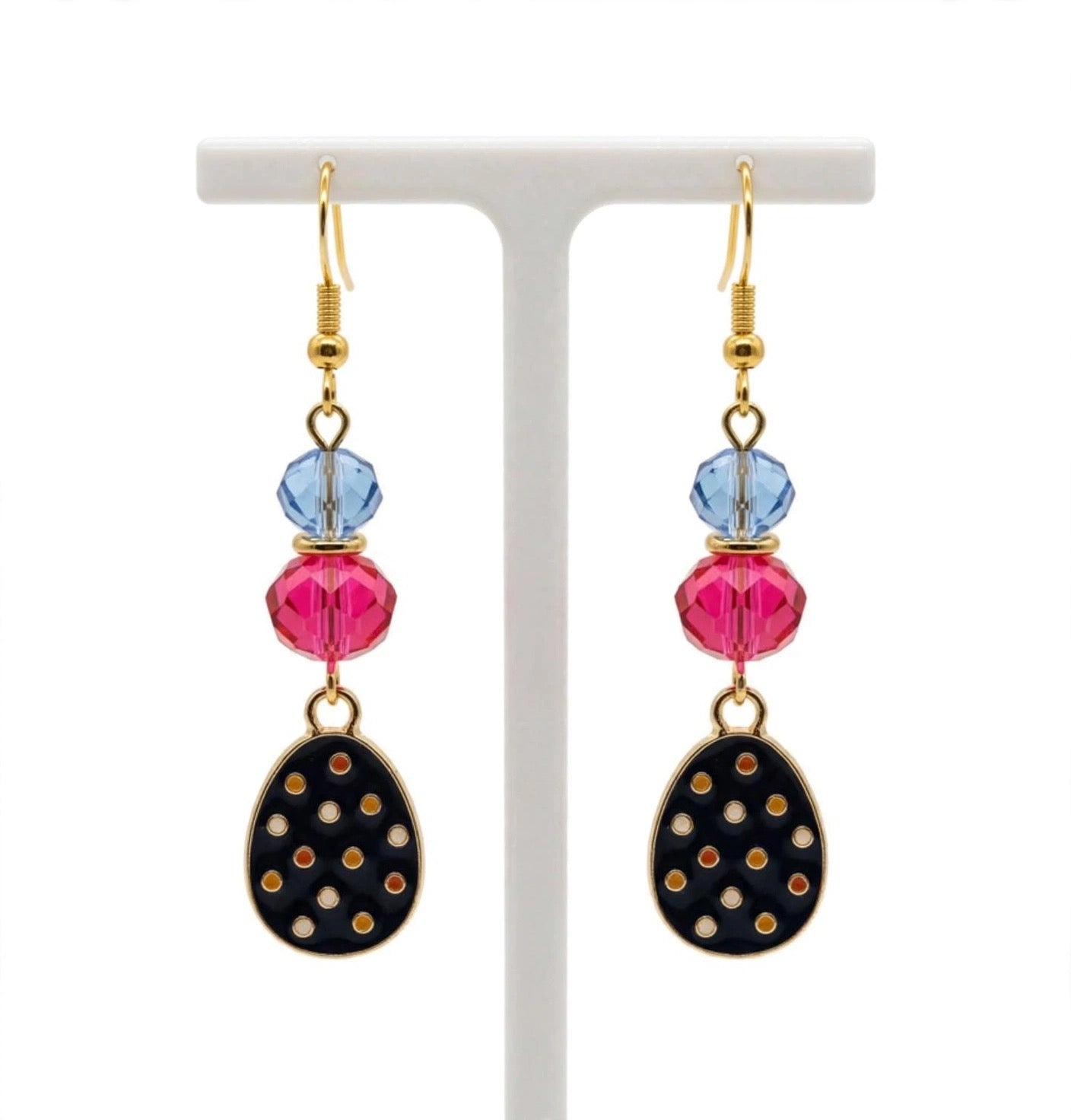Cute Colorful Easter Egg - Dot Design Enamel Charm Dangle Jewelry