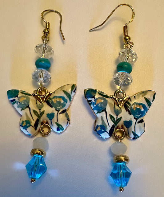 Dainty Butterfly Enamel Earrings - Elegant Dangle Jewelry