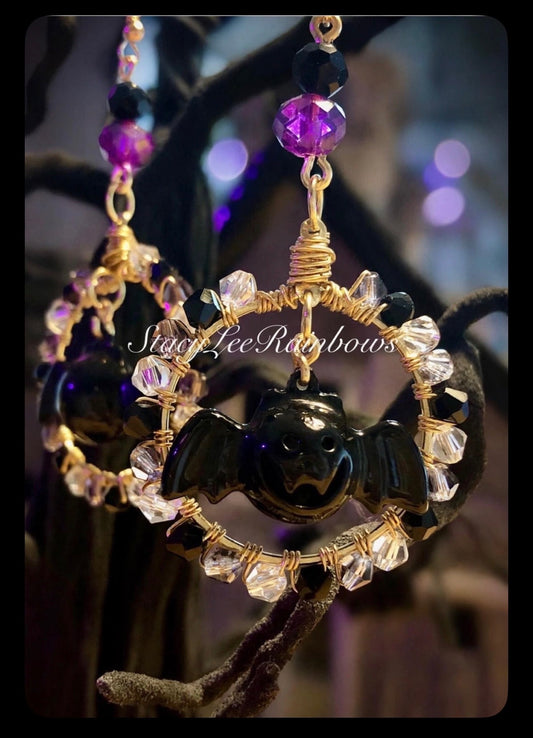 Bat Gold Hoop Earrings - Halloween Jewelry for Women - Spooky Cute Accessories - Gift for Her