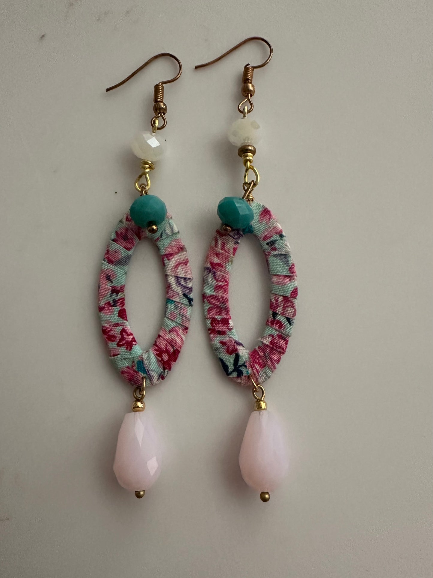 Fabric Handmade Floral Pattern Earrings - Sophisticated Dangle Jewelry