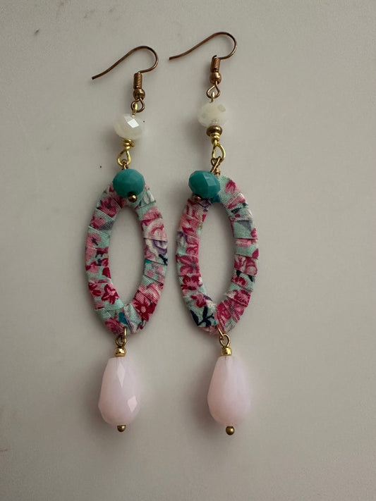 Fabric Handmade Floral Pattern Earrings - Sophisticated Dangle Jewelry