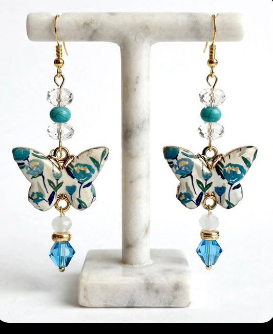 Dainty Butterfly Enamel Earrings - Elegant Dangle Jewelry