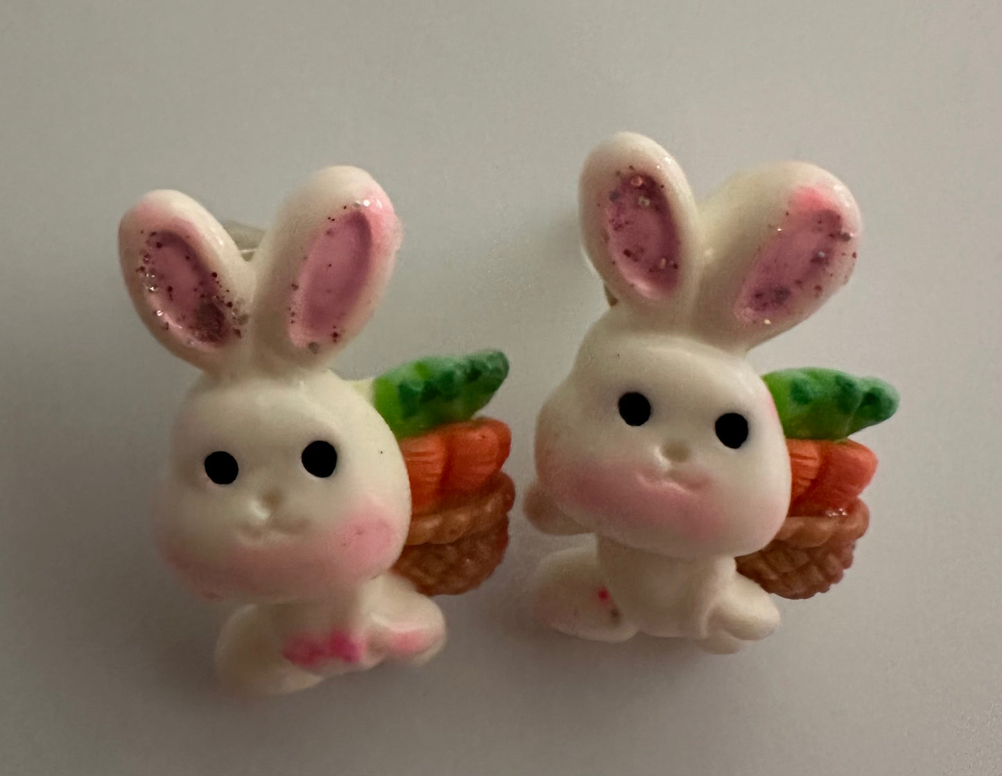 Bunny Carrot Basket Clay Resin Earrings - Easter Stud Jewelry