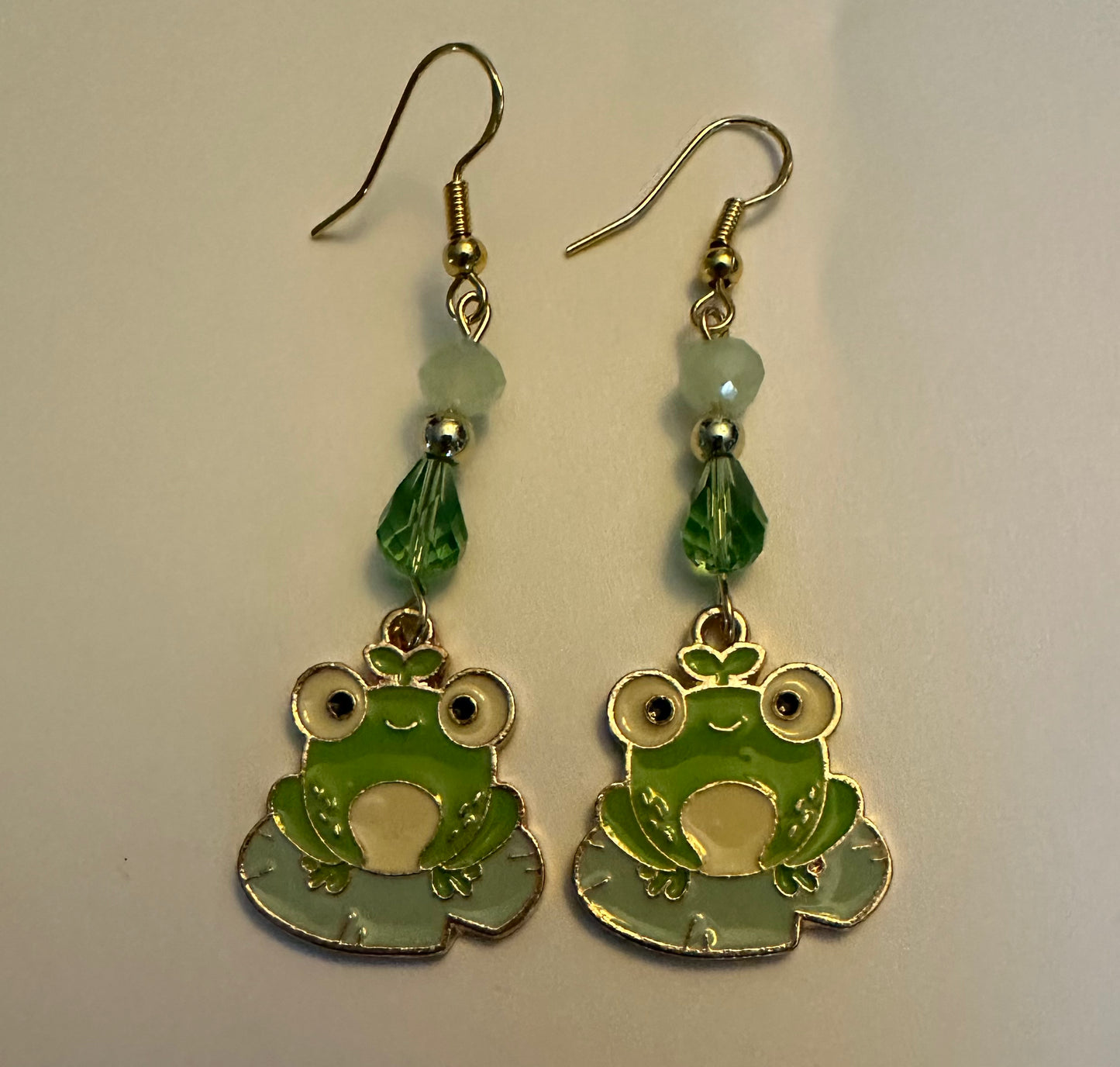 Happy Frog Lily Pad Enamel Earrings - Serene Dangle Jewelry