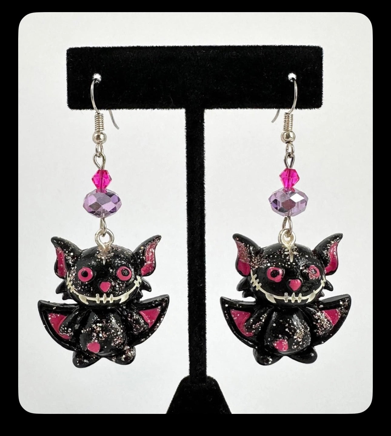 Cute Halloween Bat Clay Resin Earrings - Festive Dangle Jewelry