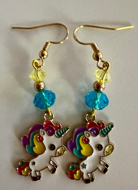 Colorful Unicorn Enamel Earrings - Fantastical Dangle Jewelry