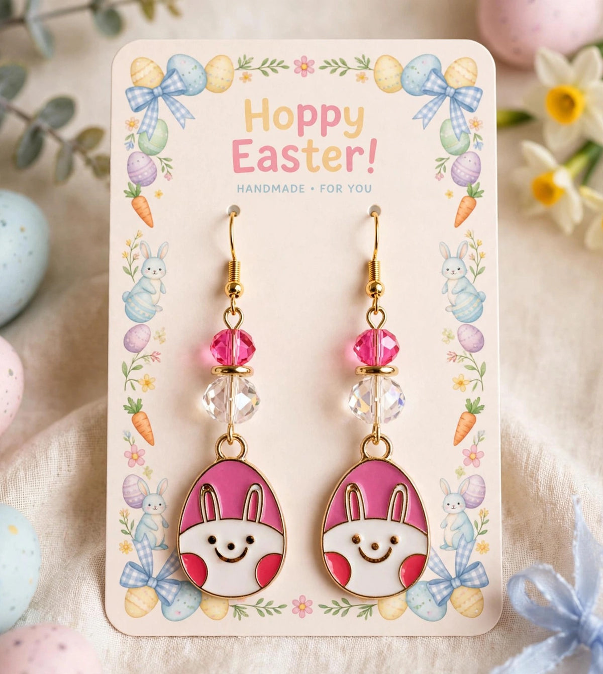 Cute Colorful Easter Egg - Bunny Design Enamel Charm Jewelry