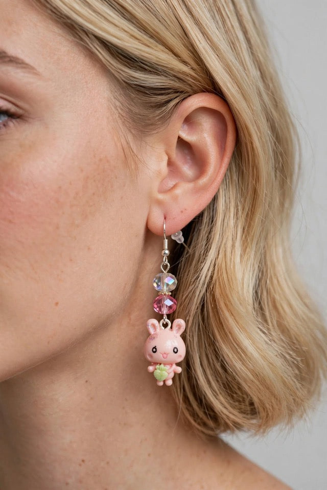 Dangle Clay Resin Cute Bunny Earrings