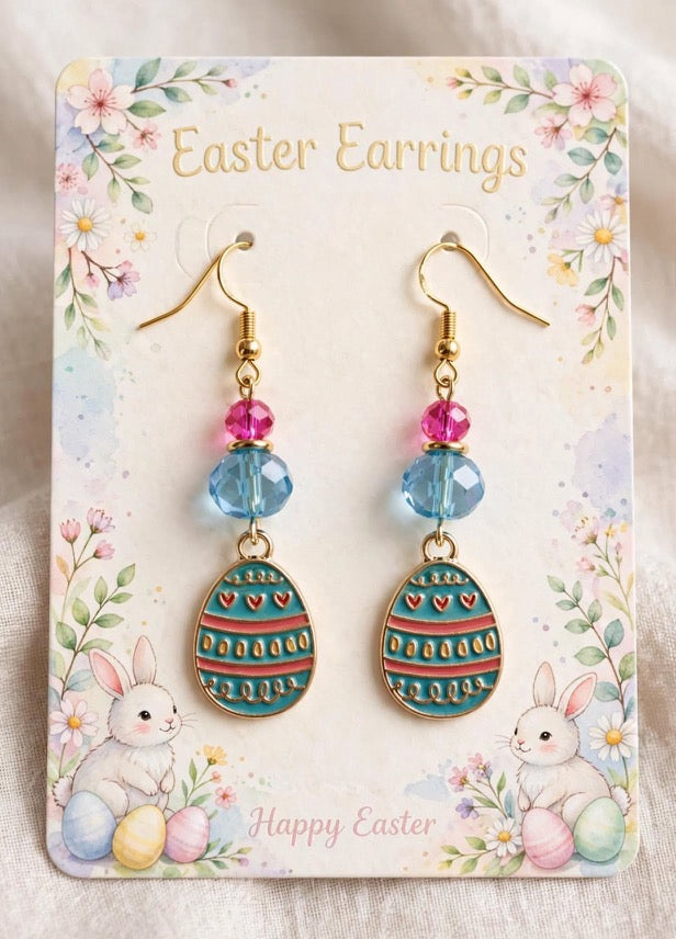 Cute Colorful Easter Egg - Heart Design Enamel Charm Dangle Jewelry